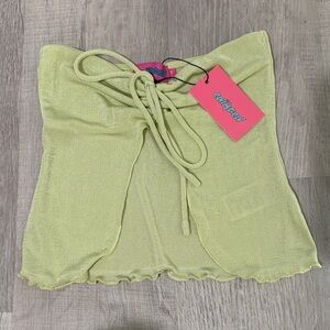 Edikted Light Green Strapless Top with Tie